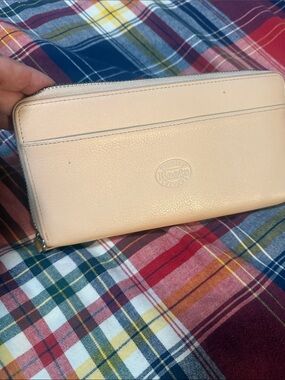 Roots Cream Zip-Around Leather Wallet